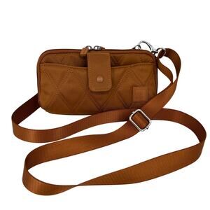 IHKWIP Cell Phone Crossbody Bag Quilted RFID Protection Mocha ID and Card Slots